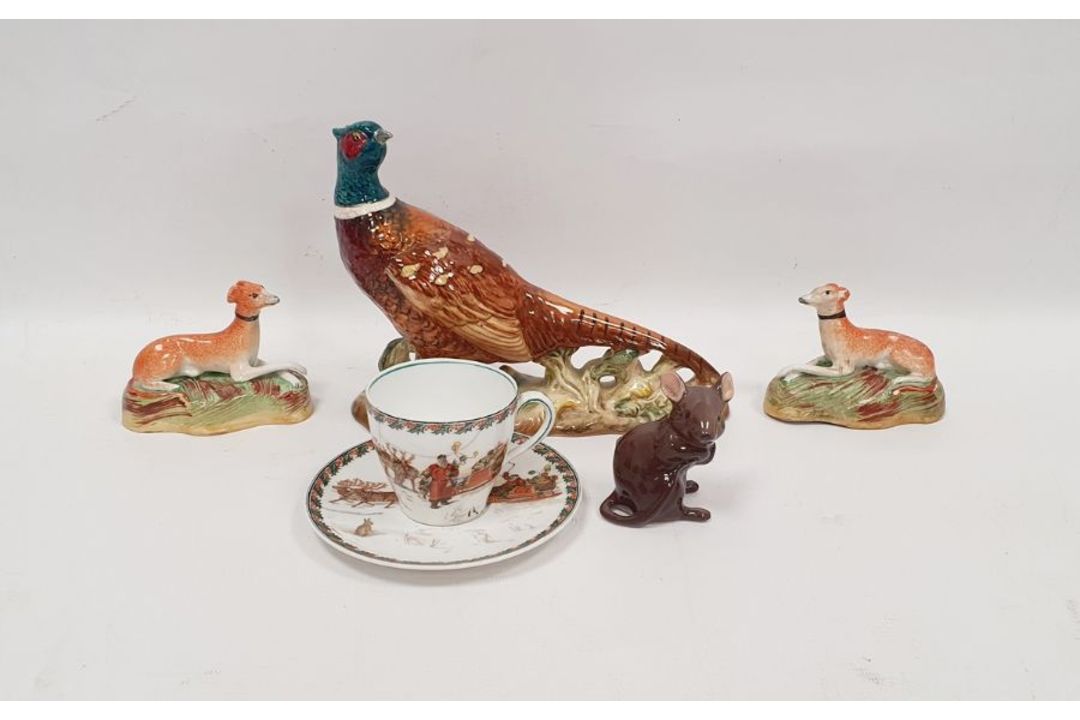 Beswick pottery model of a pheasant naturalistically modelled on rocky ground, 18cm wide, a Royal - Image 1 of 10