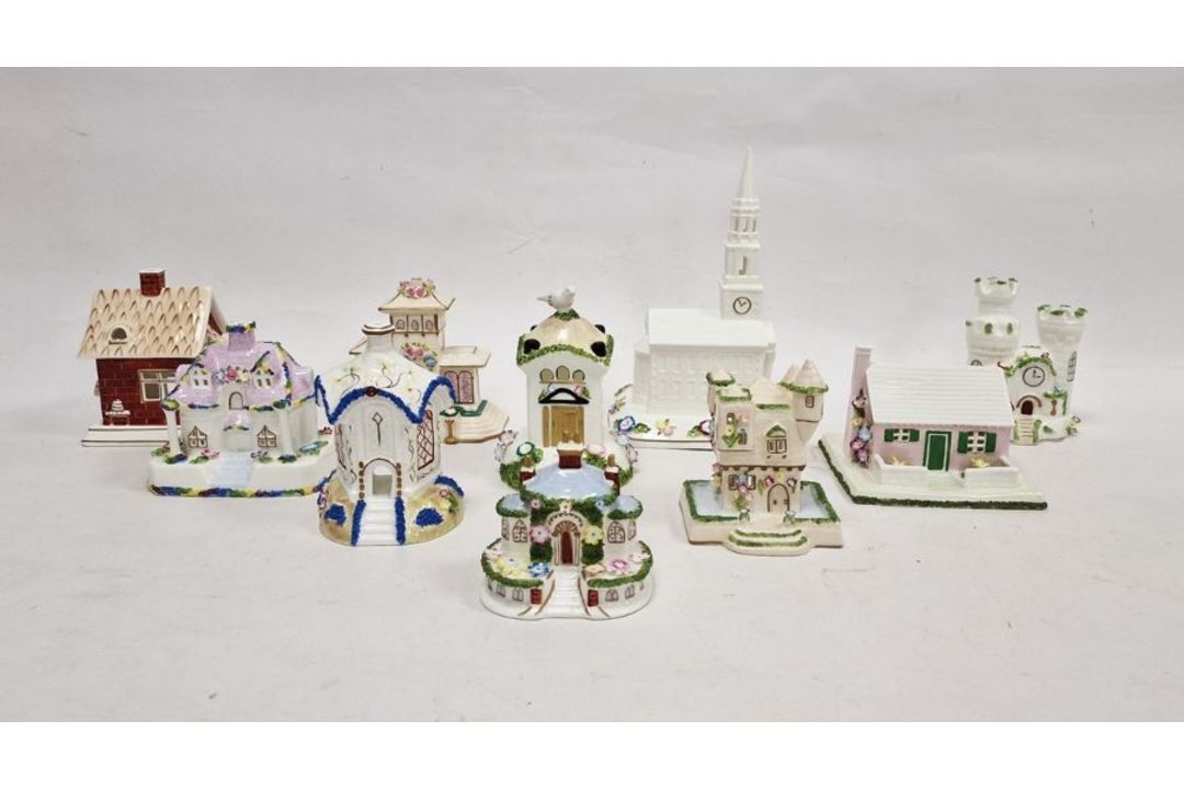 10 Coalport pastille burner buildings including the American Church, Dove Cote, Red House, Country - Image 1 of 6