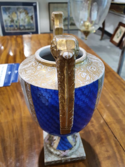 Pair antique Dresden covered pot-pourri vases, each with wreath ribbon ring handle to the - Image 27 of 36