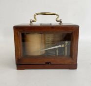 Late 19th century Richard Freres (Paris) mahogany cased small barograph, bearing brass 3500 metres