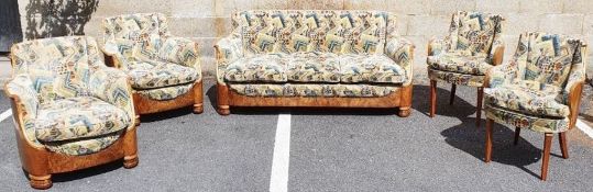 In the manner of and possibly by Paul Follot (1877-1941) 1920's Art Deco French five-piece suite