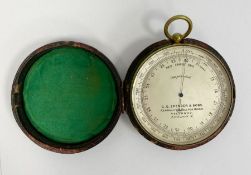 Early 20th century brass cased C G Spencer & Sons (London) compensated pocket barometer, with