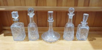 Silver-collared square-section spirit decanter with stopper, the silver hallmarked Birmingham 1972