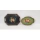 Two tin trays decorated in the Barge fashion, both with galleried edges (2) - Image 3 of 4