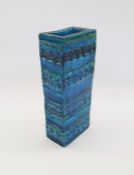 Bitossi Rimini Blu rectangular slab vase by Aldo Londi, signed 