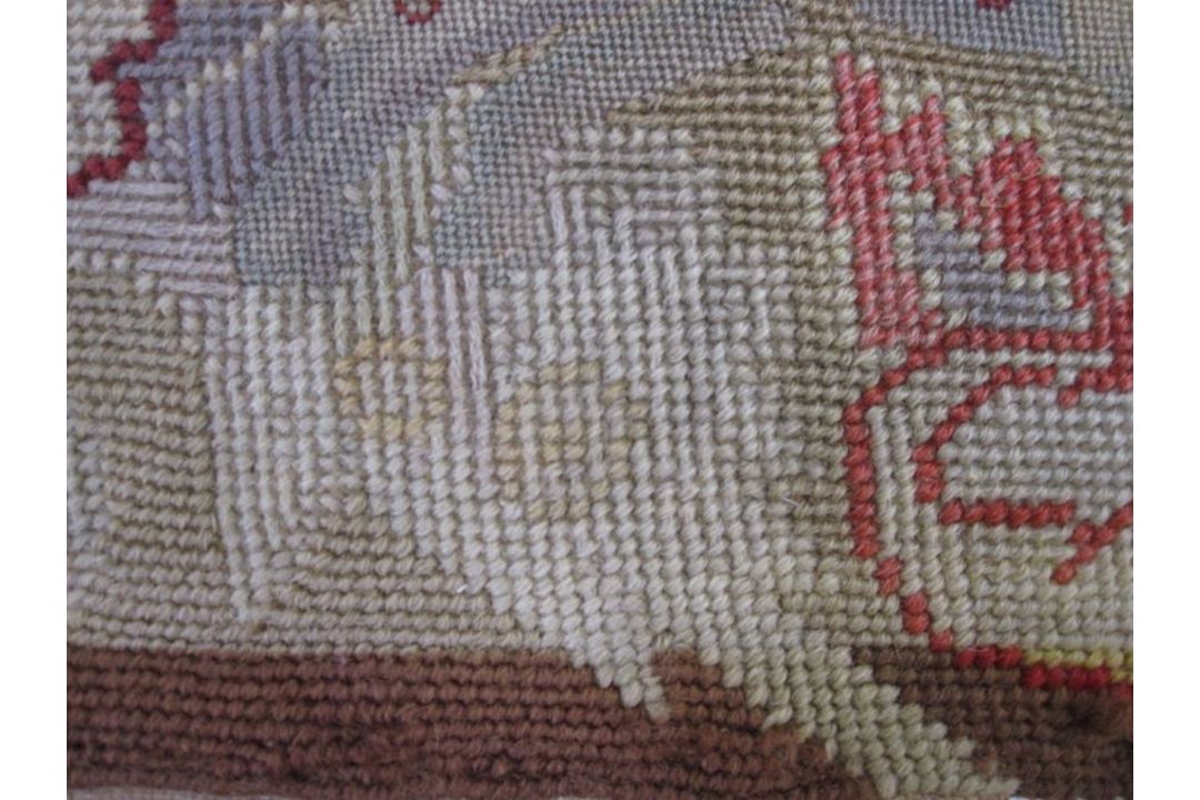 Mid-18th century antique needlepoint settee cover, depicting a noble lady and gentleman with two - Image 6 of 13