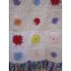 Vintage 1960's - 70's large crocheted blanket, coloured squares with fringe - Image 4 of 4