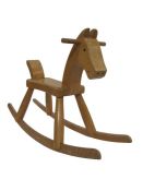 Vintage Danish handmade wooden rocking horse by Kay Bojesen, 1950/60s, stamped to base of seat 