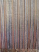 Two vintage handwoven Malian Fulani cotton cloth striped blankets (made into curtains), both hand-