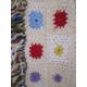 Vintage 1960's - 70's large crocheted blanket, coloured squares with fringe - Image 2 of 4
