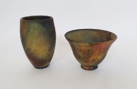 Raku fired studio pottery vase, indistinctly stamped to base (h.11.5cm), together with a raku