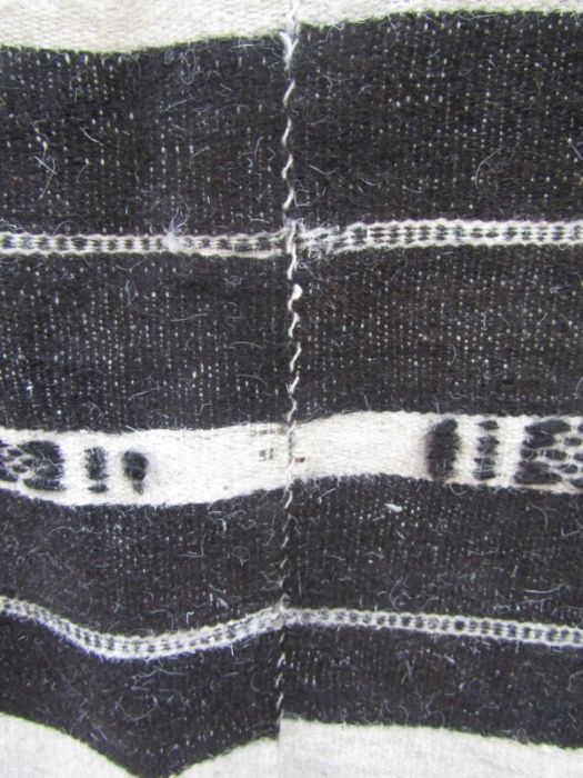 Vintage handwoven African Malian Fulani striped wool wedding blanket in black, brown and cream, - Image 3 of 3