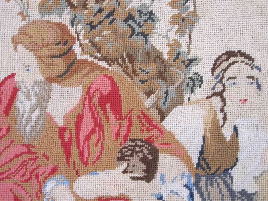 19th century needlepoint embroidery of biblical scene, titles in German gothic script, 'Exile from - Image 4 of 12