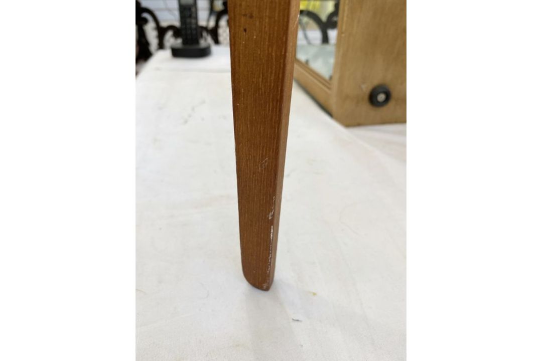 Mid-century Rocket floor lamp possibly by Novoplast, teak tripod frame with fiberglass shade, - Image 2 of 6