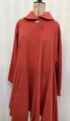 Karl Lagerfeld vintage, red wool swing-coat, labelled size 36,  single faux cornelian button with
