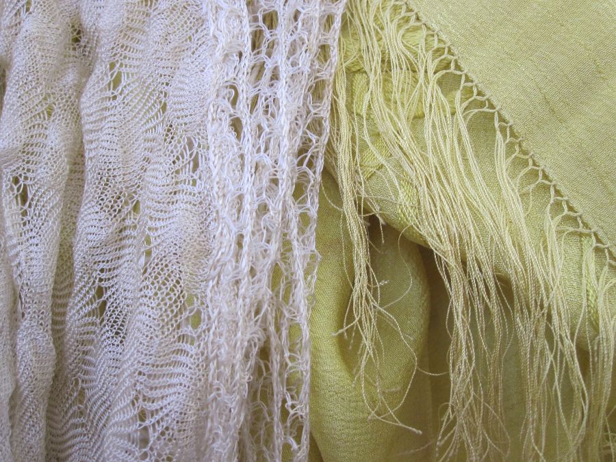 Three various Chinese embroidered shawls and a cobweb shawl (4) - Image 2 of 3