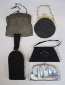 Vintage mesh metal evening bag with metal frame with foliate design and chain handle, a small