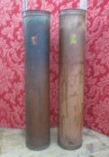 Two vintage tubular fabric bolt cases, approx 118cm high (2)