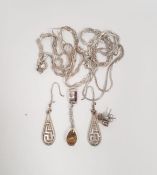 Collection of silver jewellery to include two silver twist design necklaces, pair of gemstone