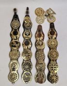 Assorted horse brasses included brass horse brasse