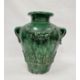 19th century French / Continental green glazed searthenware twin-handled pot with wreath and leaf - Image 1 of 6