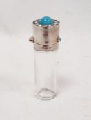 Victorian silver-mounted and glass scent bottle, the lid set with central turquoise cabochon