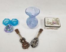 Tortoiseshell, mother-of-pearl and brass model of a mandolin and another of a guitar, a Caithness