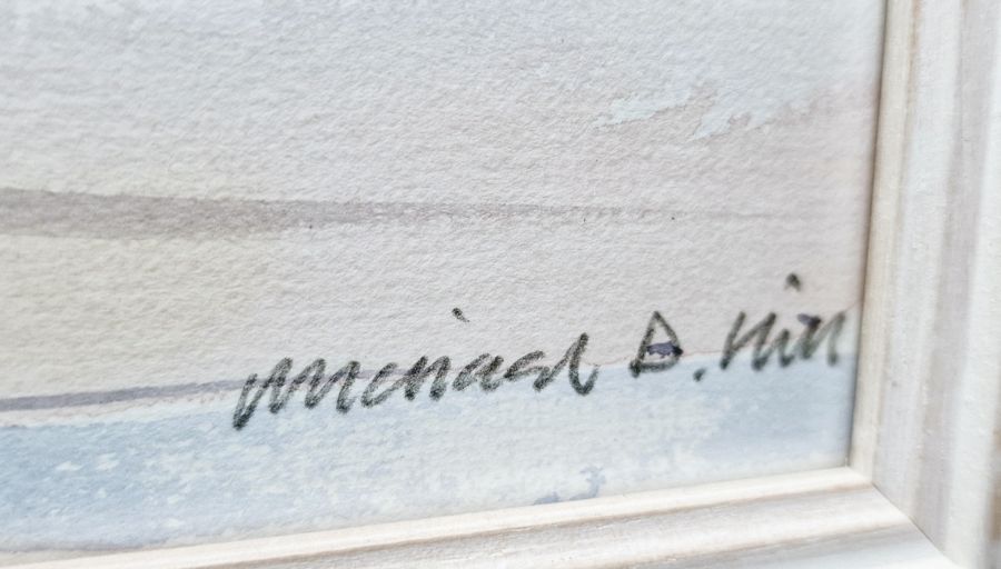 Michael Hill  Watercolour Houses by river, signed lower right, 20cm x 24cm - Image 3 of 3