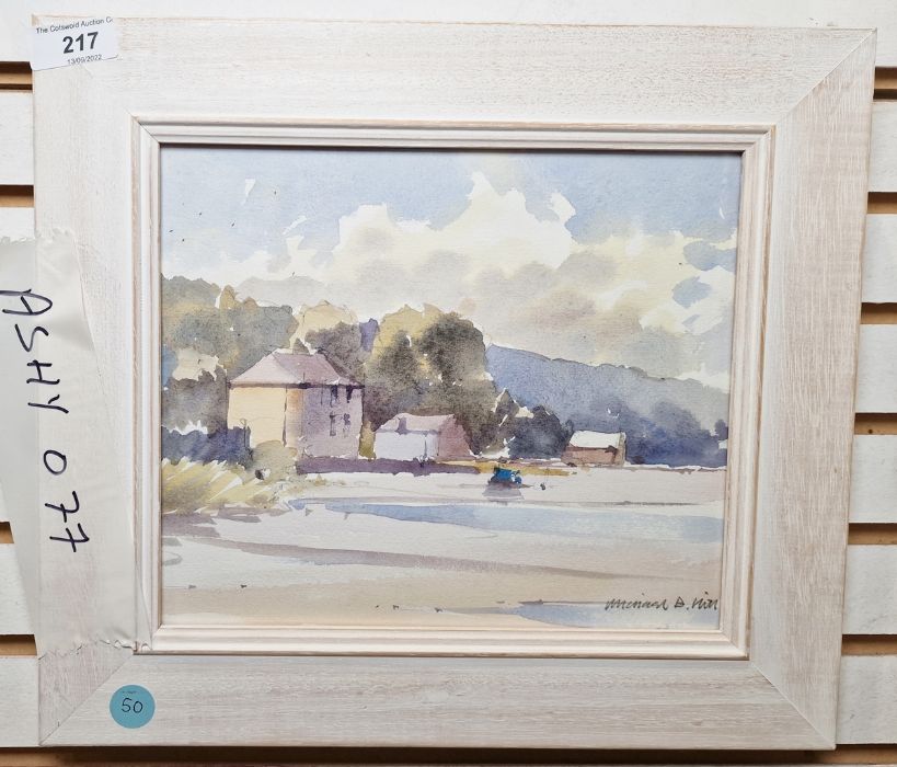 Michael Hill  Watercolour Houses by river, signed lower right, 20cm x 24cm - Image 2 of 3
