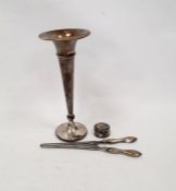 Early 20th century silver-mounted trumpet-shaped vase, Chester 1911, 20cm high, some silver-