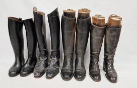 Pair of women's leather riding boots, size 3 with Maxwell boot trees, a pair of black leather riding