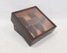 20th century cigar cabinet on tilted stand, 27cm wide approx.