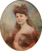 Koller Kutacha  Watercolour  Portrait study, set in oval, signed left, 57cm x 47.5cm