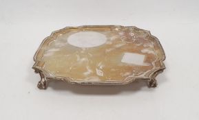 1930's silver salver on claw and ball feet, London 1933, maker Jay, Richard Attenborough Co Ltd,