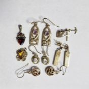 Collection of silver jewellery to include gemstone earrings, gemstone pendants, etc