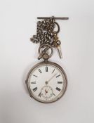 Victorian silver pocket watch and chain