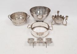 Vera Wang for Wedgwood silver-coloured fruit bowl, marked to base, 25cm diameter, a tulip vase and a