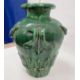 19th century French / Continental green glazed searthenware twin-handled pot with wreath and leaf - Image 4 of 6