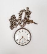 Victorian silver pocket watch and chain