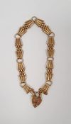 9ct gold chain-link bracelet with padlock clasp, 11.5g approx.