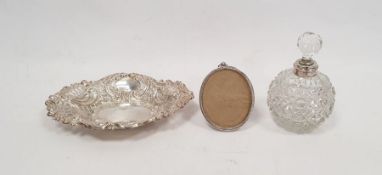 Victorian silver lozenge-shaped dish, pierced and repousse decorated, Birmingham 1897, makers mark