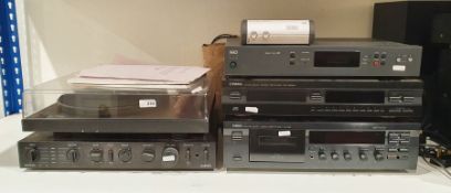 Collection of hi-fi separates comprising a Pro-Ject Debut turntable, Audiolab 8000A amplifier, a NAD