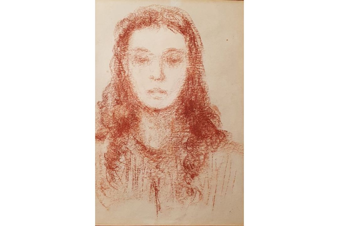 20th century school  Pastel  Still life, study of fruits, unsigned and another portrait study (2) - Image 2 of 4