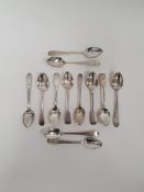 Set of six Georgian/William IV silver teaspoons with bright cut and wriggle engraving, maker TW,