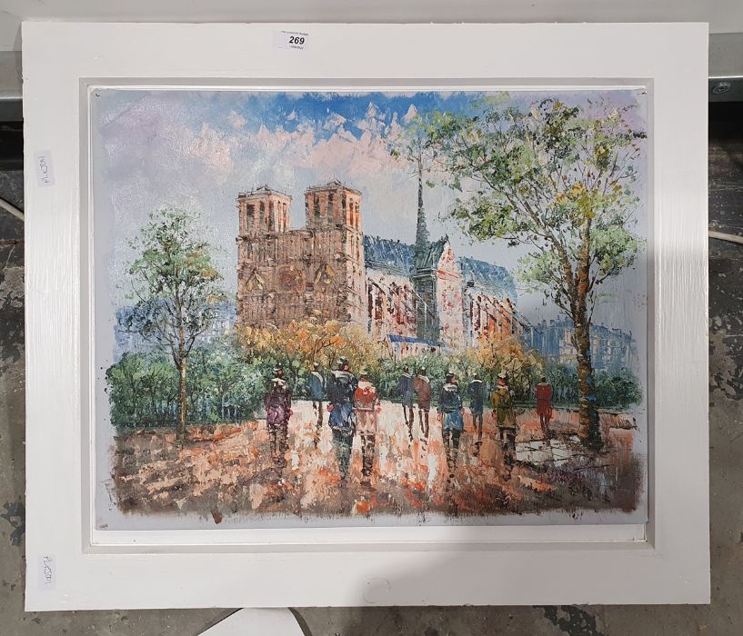 J Bardot  Oil on canvas  "Notre Dame", signed lower right, 43cm x 55cm - Image 3 of 3