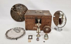 Goldsmith and Silversmith company silver plated salver with scalloped edge, a polished stone tray