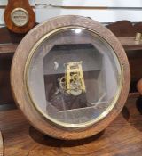 Circular wall clock in oak case - movement and case only, no dial or pendulum(40cm)