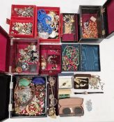 Five jewellery boxes of costume jewellery and a box of loose costume jewellery Condition ReportExtra
