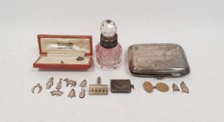 1930's silver cigarette case, line engraved and initialled 'RG', inscribed inside 'Presented by