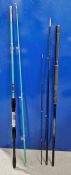 Diawa Sensor Match graphite fishing rod together with a vintage Mordex fishing rod